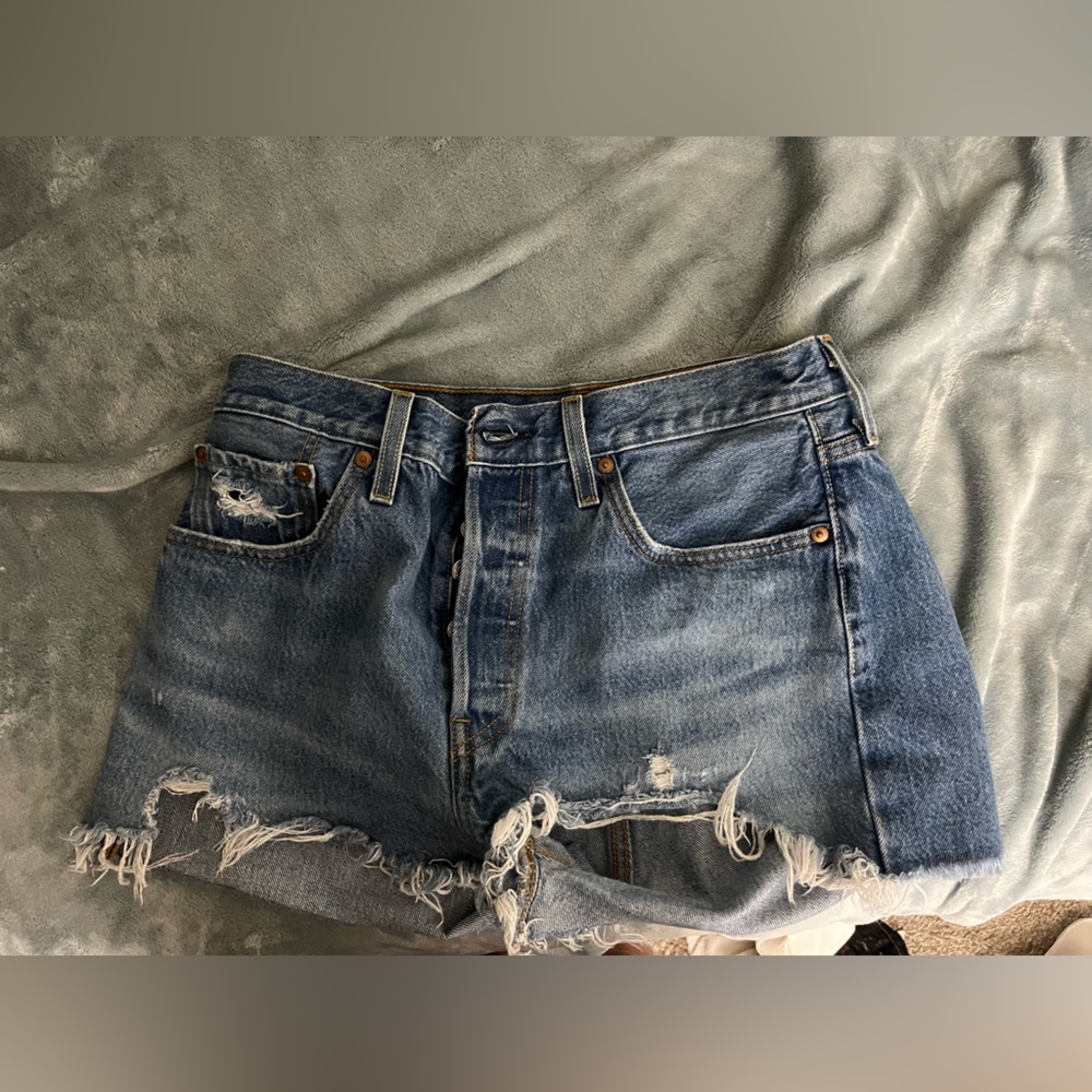 Levi's Blue Distressed Jean Shorts